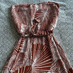 Strapless Brown and White Jumpsuit